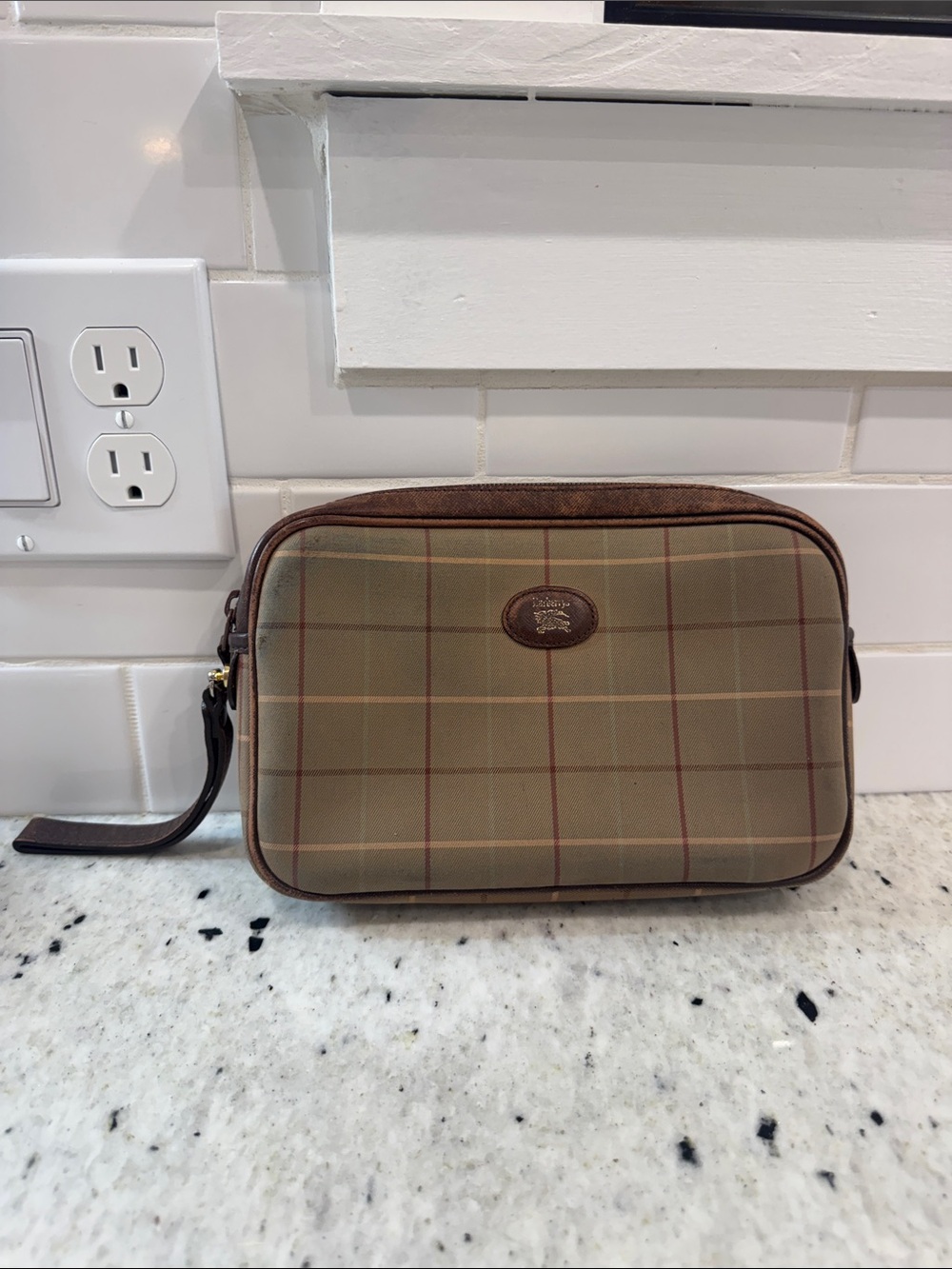 Burberry Olive Plaid Wristlet